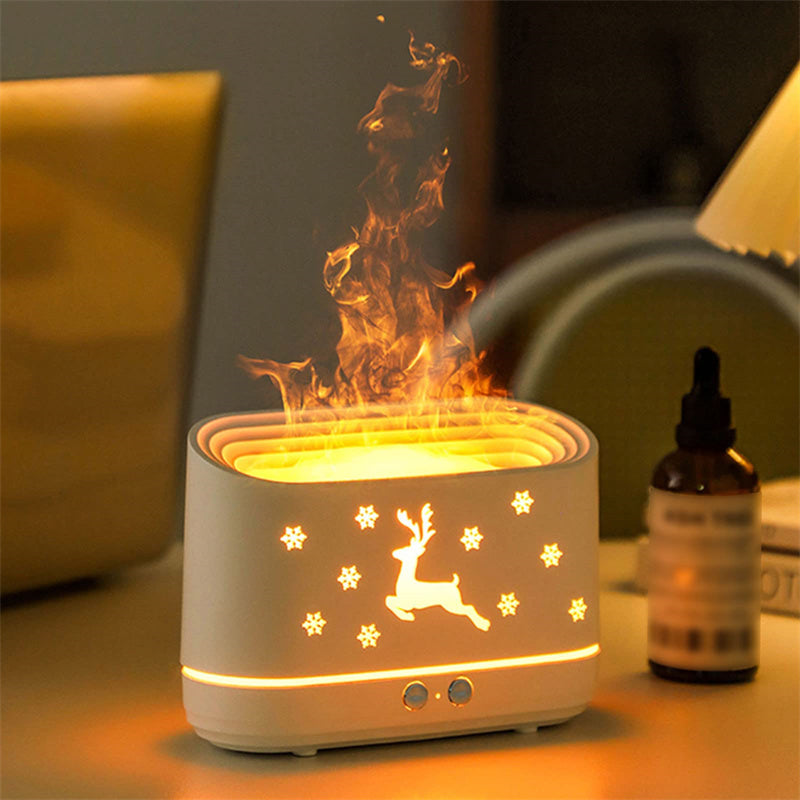 Portable Aroma Diffuser Air Humidifier Ultrasonic Cool Mist Maker With LED Lighting Simulation Colorful Flame Fragrance Machine