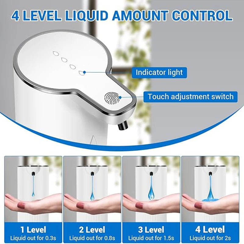 Automatic Infrared Sensor Soap Dispenser Hand Sanitizer Dispenser Wall Mounted Bathroom Kitchen 4-speed Adjustable Rechargeable
