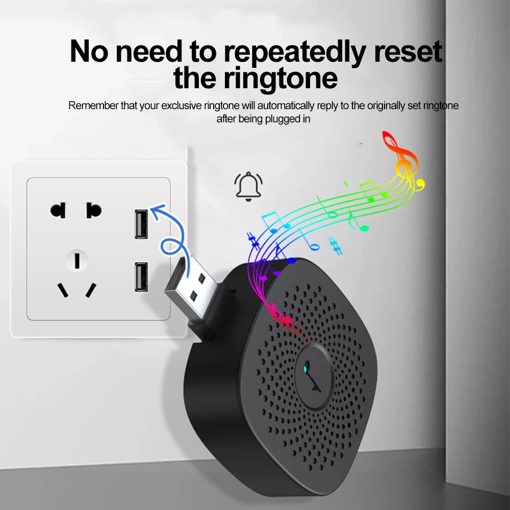 Wireless Doorbell for Home Outdoor USB Smart Door Bell 4-speed Volume Adjust DC 5V Pairing Remote Control 38 Songs Bed Care Call
