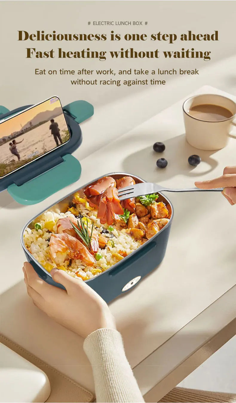 Electric Lunch Box Food Heater, 3-in-1 Portable Food Warmer, With Fork Spoon and Insulated Carry Bag, for Car/Truck/Office/Home