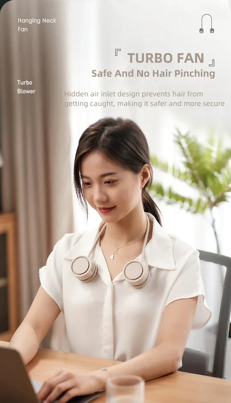 Portable Bladeless Neck Fan, Hands-Free 360° Bendable, 3 Speeds Rechargeable with Aromatherapy for Men/Women fan blade