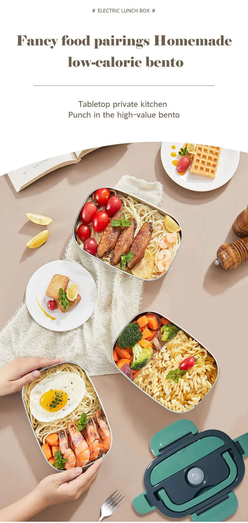 Electric Lunch Box Food Heater, 3-in-1 Portable Food Warmer, With Fork Spoon and Insulated Carry Bag, for Car/Truck/Office/Home