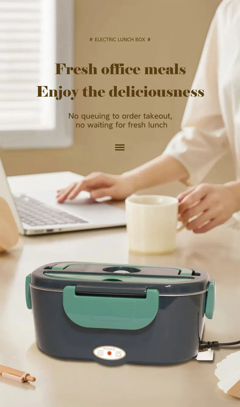 Electric Lunch Box Food Heater, 3-in-1 Portable Food Warmer, With Fork Spoon and Insulated Carry Bag, for Car/Truck/Office/Home