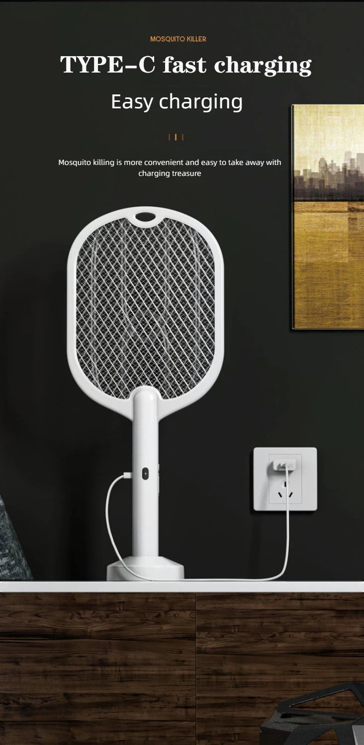 Upgraded 3000V Mosquito Swatter with TYPE-C Charging, 3 in 1 Electric Mosquito Swatter, Mosquito Killer Lamp