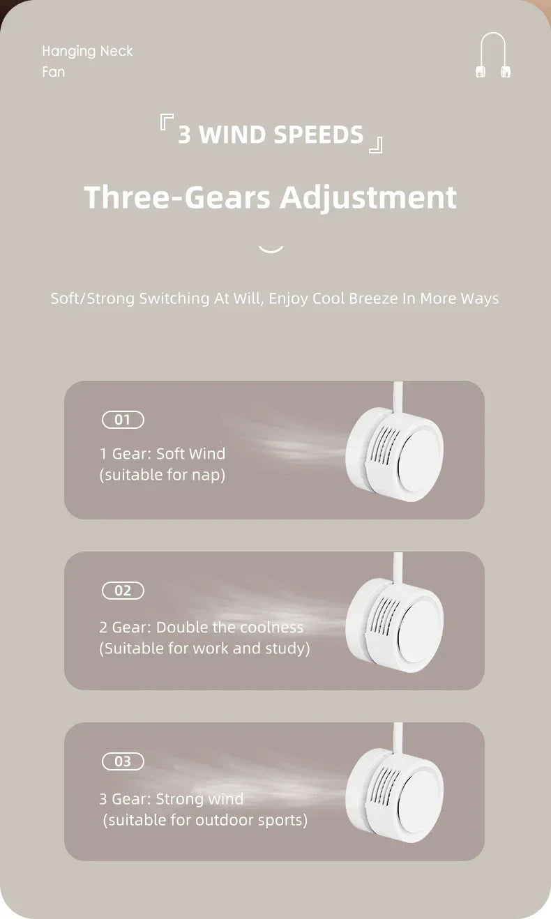 Portable Bladeless Neck Fan, Hands-Free 360° Bendable, 3 Speeds Rechargeable with Aromatherapy for Men/Women fan blade