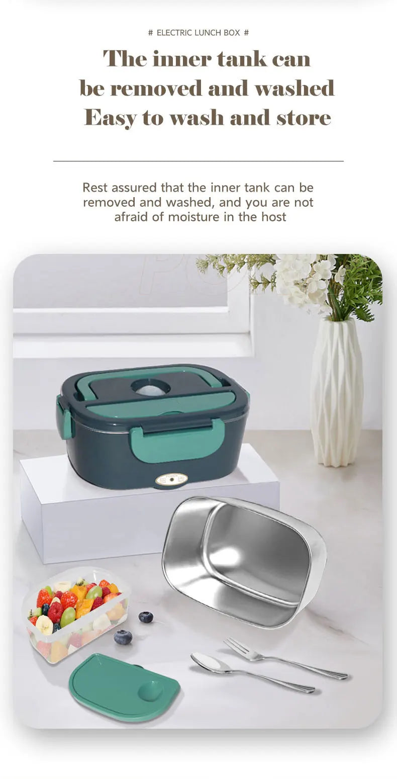 Electric Lunch Box Food Heater, 3-in-1 Portable Food Warmer, With Fork Spoon and Insulated Carry Bag, for Car/Truck/Office/Home