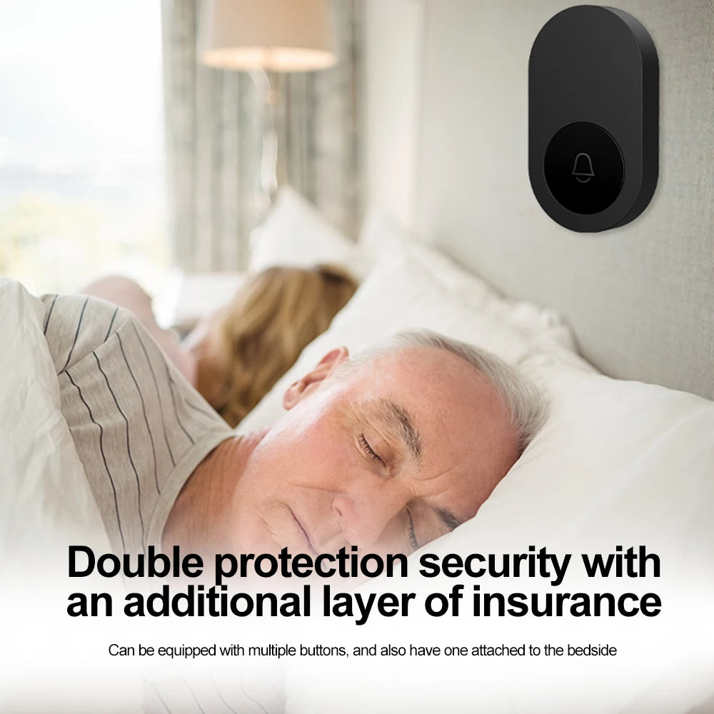Wireless Doorbell for Home Outdoor USB Smart Door Bell 4-speed Volume Adjust DC 5V Pairing Remote Control 38 Songs Bed Care Call