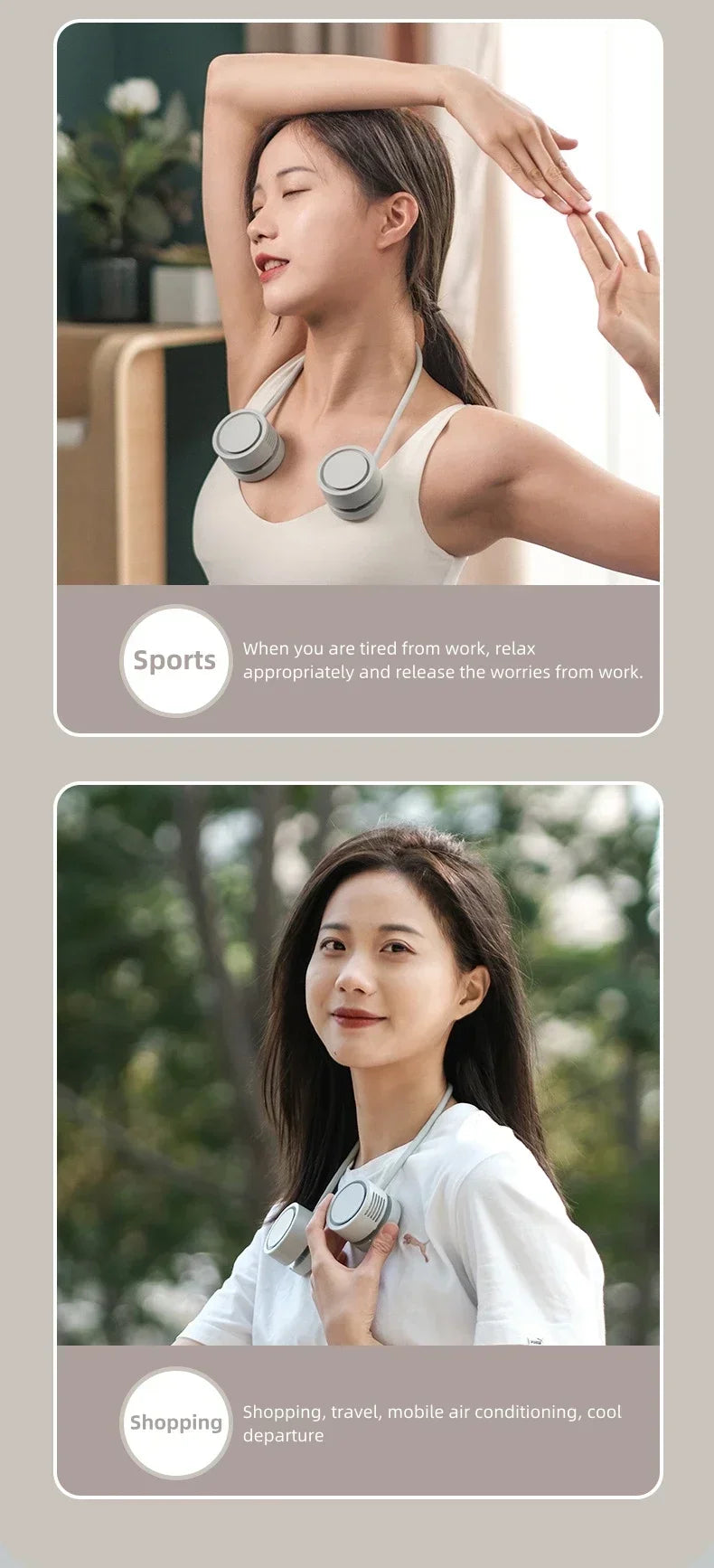 Portable Bladeless Neck Fan, Hands-Free 360° Bendable, 3 Speeds Rechargeable with Aromatherapy for Men/Women fan blade