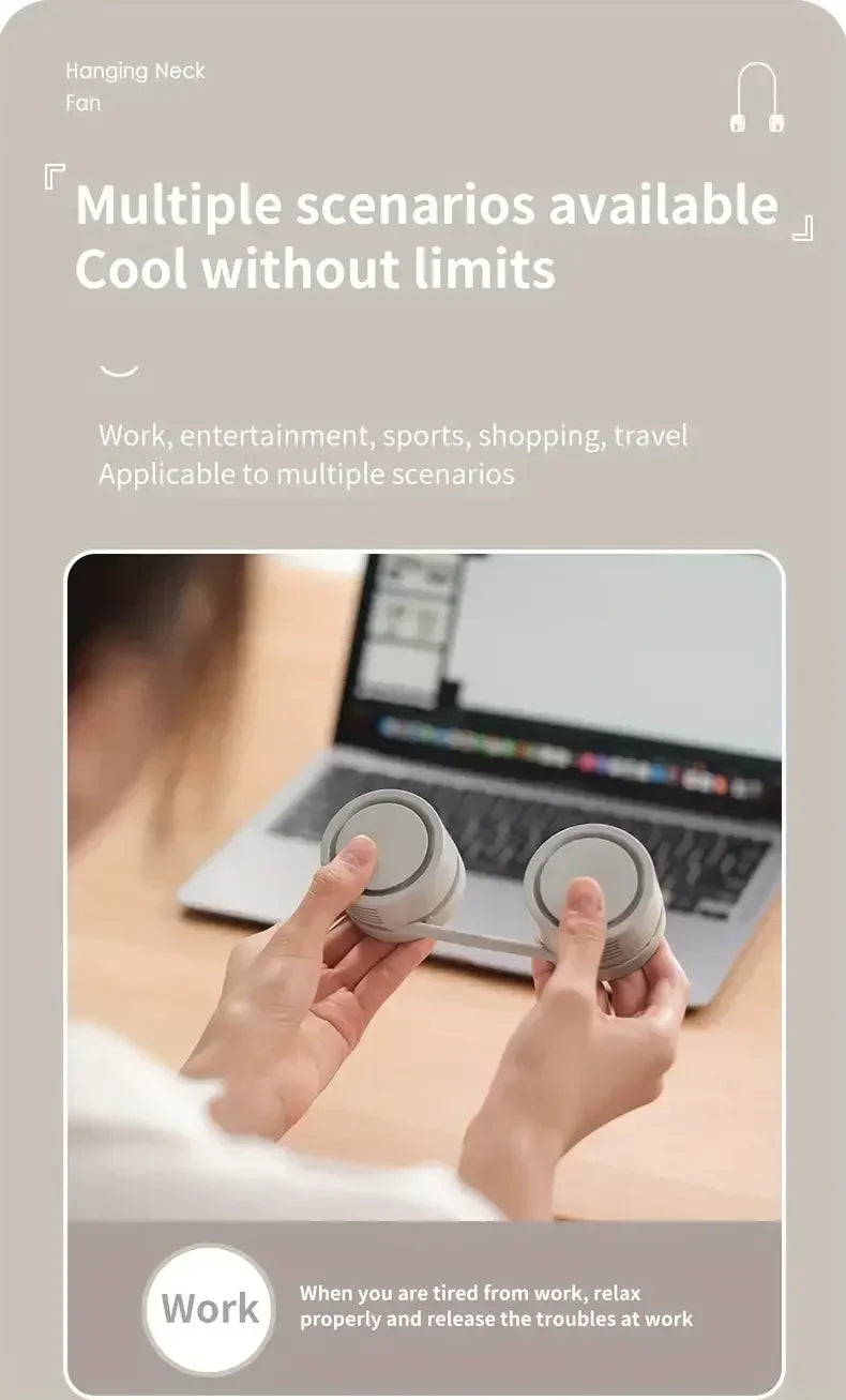 Portable Bladeless Neck Fan, Hands-Free 360° Bendable, 3 Speeds Rechargeable with Aromatherapy for Men/Women fan blade