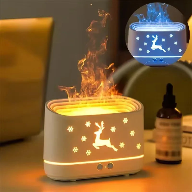 Portable Aroma Diffuser Air Humidifier Ultrasonic Cool Mist Maker With LED Lighting Simulation Colorful Flame Fragrance Machine