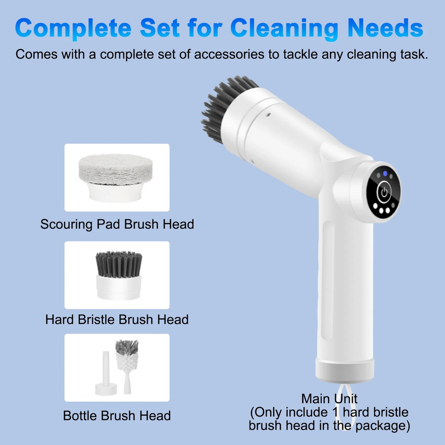 Electric Cleaning Brush, Cordless Spin Scrubber with 3 Repalceable Brush Head, for Cleaning Kitchen Stove, Sink, IPX7 Waterproof