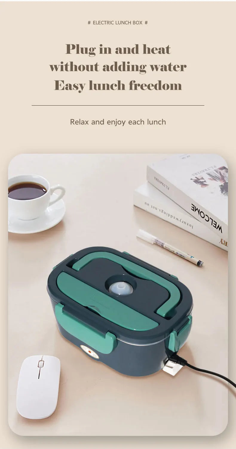 Electric Lunch Box Food Heater, 3-in-1 Portable Food Warmer, With Fork Spoon and Insulated Carry Bag, for Car/Truck/Office/Home