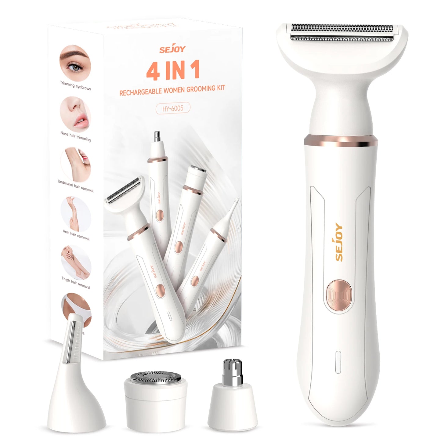 Portable 4 in 1 Electric Razors for Women for Face Nose Eyebrow Beard Mustache Arm Leg Armpit Bikini Women‘s Body Shaver Set