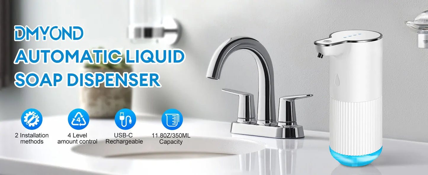 Automatic Infrared Sensor Soap Dispenser Hand Sanitizer Dispenser Wall Mounted Bathroom Kitchen 4-speed Adjustable Rechargeable