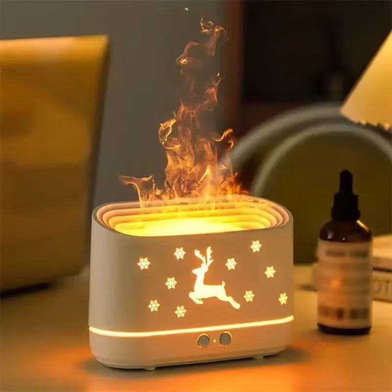 Portable Aroma Diffuser Air Humidifier Ultrasonic Cool Mist Maker With LED Lighting Simulation Colorful Flame Fragrance Machine