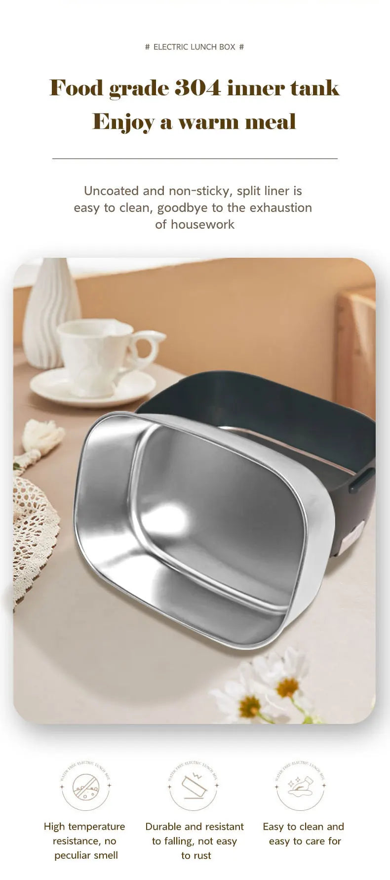 Electric Lunch Box Food Heater, 3-in-1 Portable Food Warmer, With Fork Spoon and Insulated Carry Bag, for Car/Truck/Office/Home