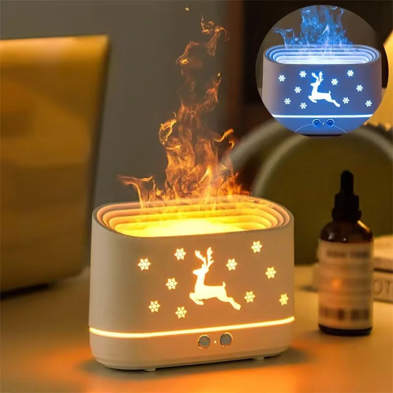Portable Aroma Diffuser Air Humidifier Ultrasonic Cool Mist Maker With LED Lighting Simulation Colorful Flame Fragrance Machine