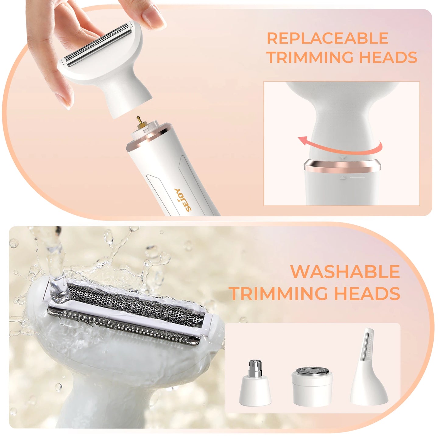 Portable 4 in 1 Electric Razors for Women for Face Nose Eyebrow Beard Mustache Arm Leg Armpit Bikini Women‘s Body Shaver Set