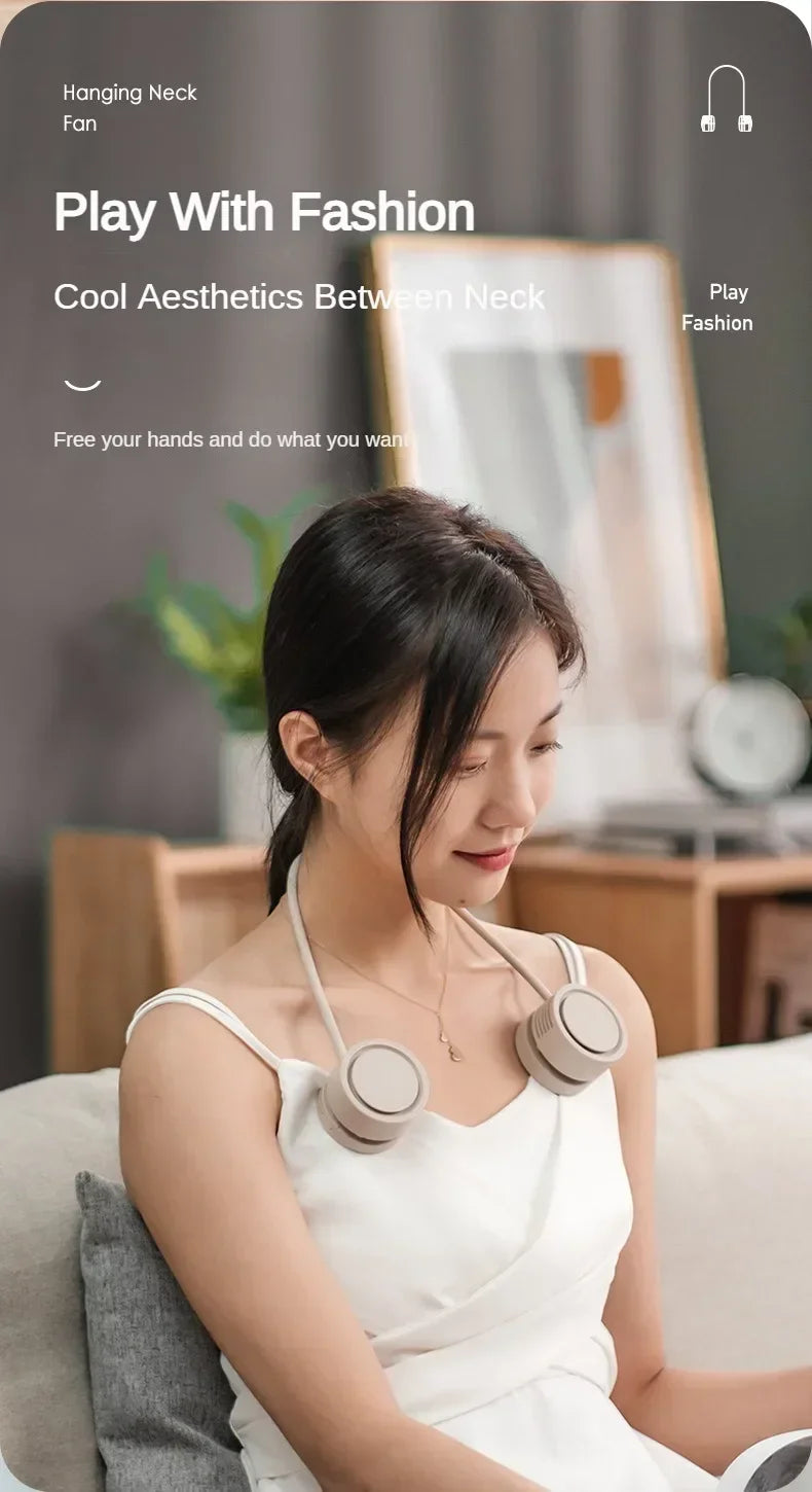 Portable Bladeless Neck Fan, Hands-Free 360° Bendable, 3 Speeds Rechargeable with Aromatherapy for Men/Women fan blade