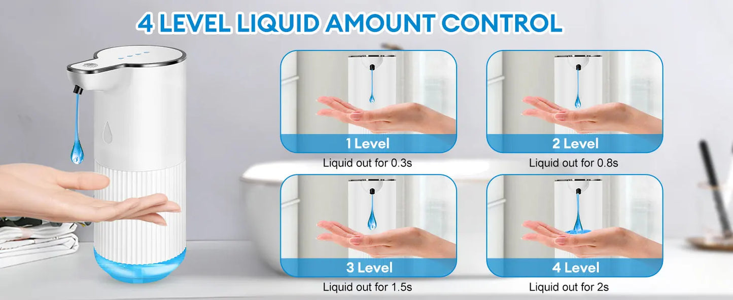 Automatic Infrared Sensor Soap Dispenser Hand Sanitizer Dispenser Wall Mounted Bathroom Kitchen 4-speed Adjustable Rechargeable