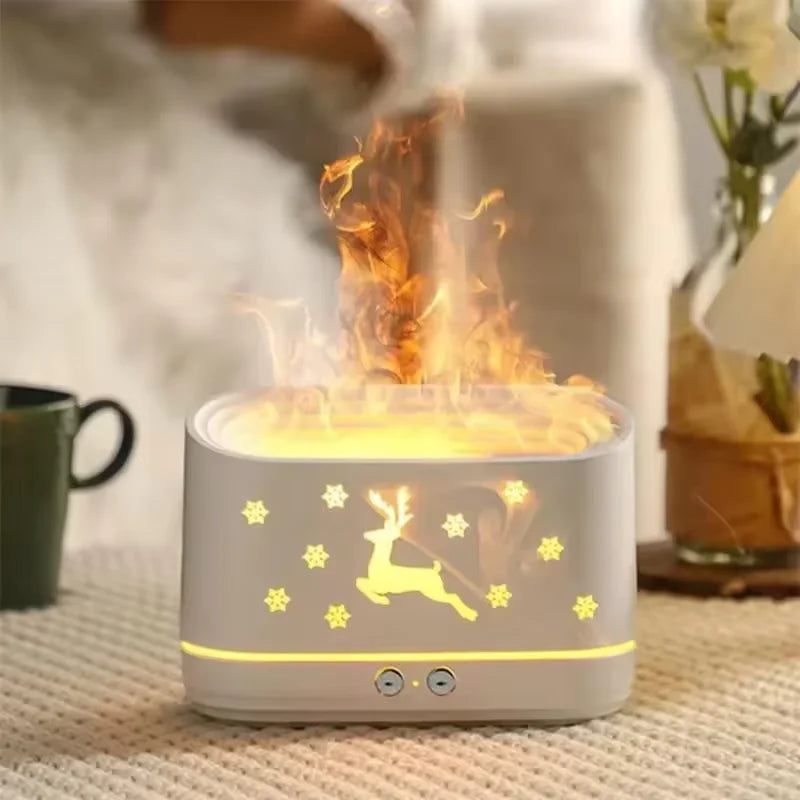 Portable Aroma Diffuser Air Humidifier Ultrasonic Cool Mist Maker With LED Lighting Simulation Colorful Flame Fragrance Machine