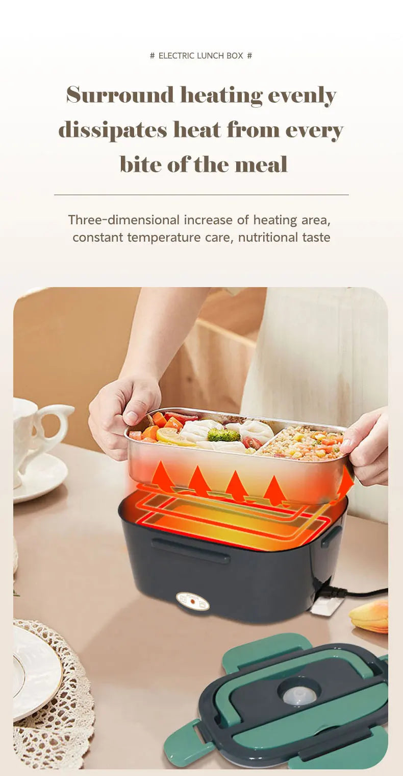 Electric Lunch Box Food Heater, 3-in-1 Portable Food Warmer, With Fork Spoon and Insulated Carry Bag, for Car/Truck/Office/Home