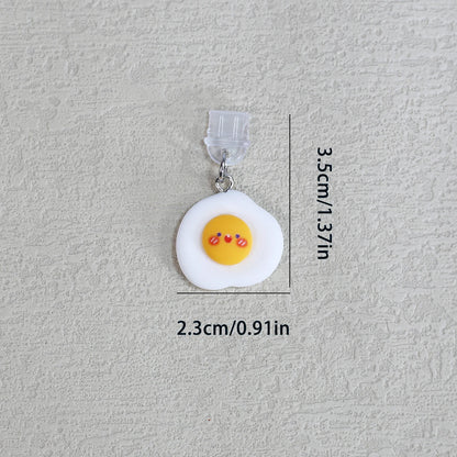 Phone dustproof plug, happy fried egg pendant, fun design for phone accessories, easy to use to protect the phone from dust and