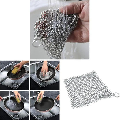 Kitchen Cleaning Ring Stainless Steel Cleaner Chainmail Scrubber Brush Pan Net Home Cookware Reusable Washing Net Cleaning Tool