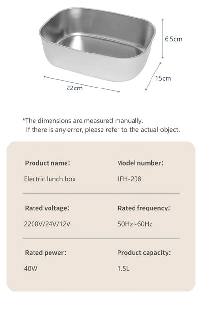 Electric Lunch Box Food Heater, 3-in-1 Portable Food Warmer, With Fork Spoon and Insulated Carry Bag, for Car/Truck/Office/Home