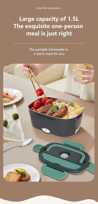 Electric Lunch Box Food Heater, 3-in-1 Portable Food Warmer, With Fork Spoon and Insulated Carry Bag, for Car/Truck/Office/Home