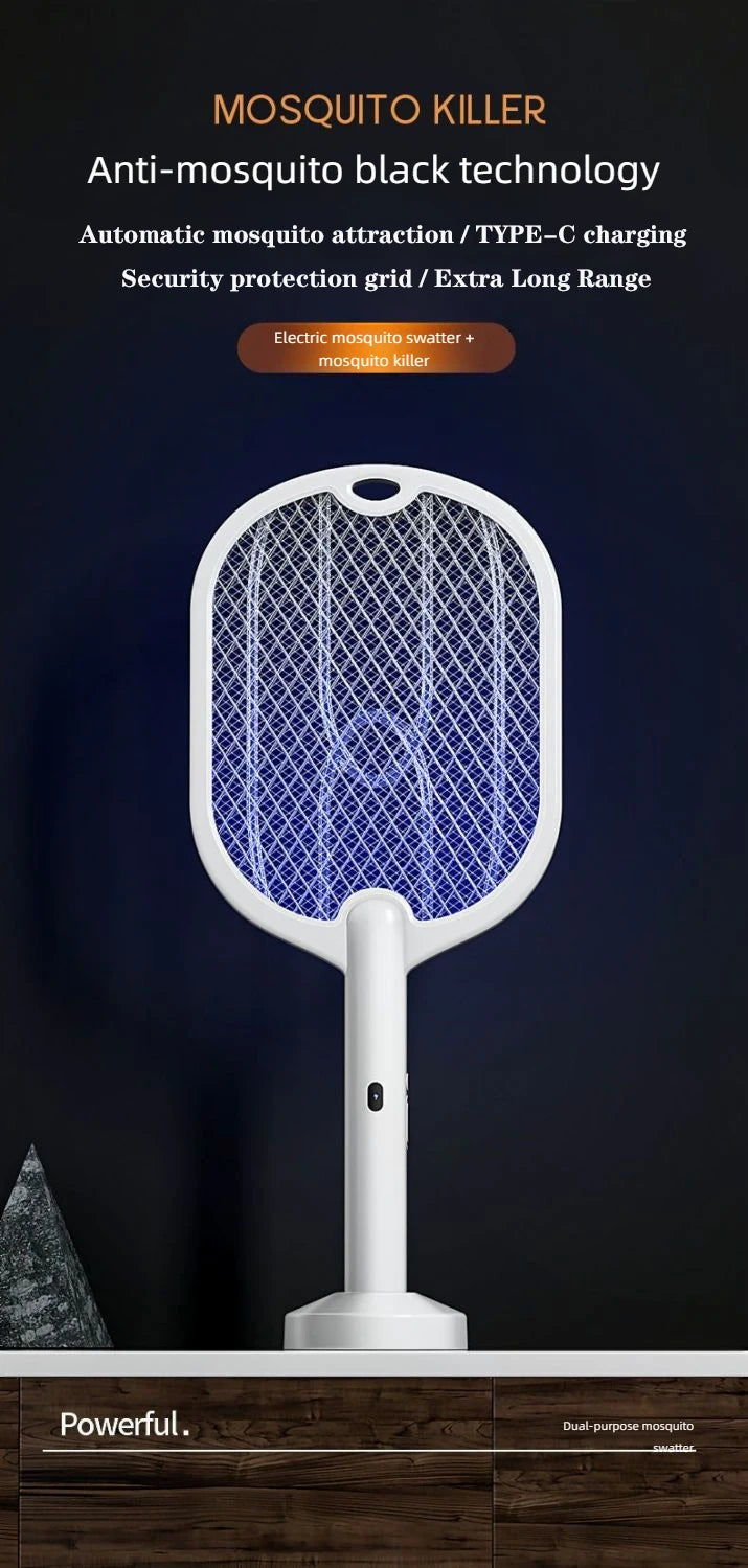 Upgraded 3000V Mosquito Swatter with TYPE-C Charging, 3 in 1 Electric Mosquito Swatter, Mosquito Killer Lamp