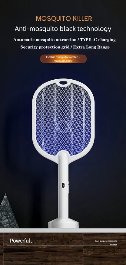 Upgraded 3000V Mosquito Swatter with TYPE-C Charging, 3 in 1 Electric Mosquito Swatter, Mosquito Killer Lamp