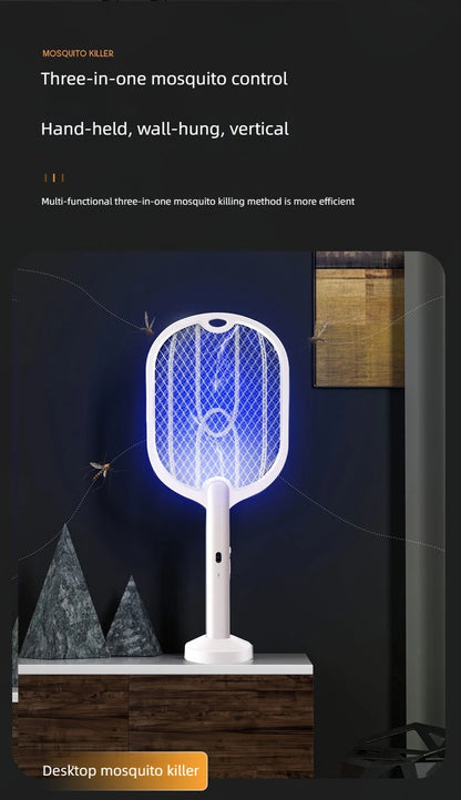 Upgraded 3000V Mosquito Swatter with TYPE-C Charging, 3 in 1 Electric Mosquito Swatter, Mosquito Killer Lamp